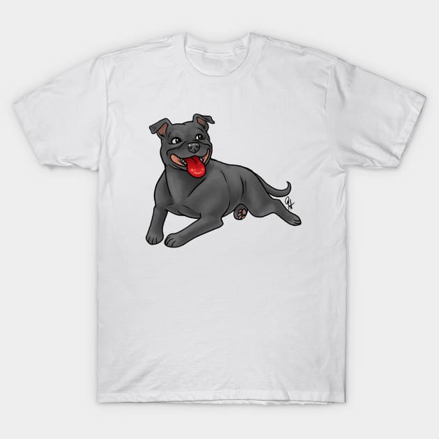 Dog - Staffordshire Bull Terrier - Blue T-Shirt by Jen's Dogs Custom Gifts and Designs